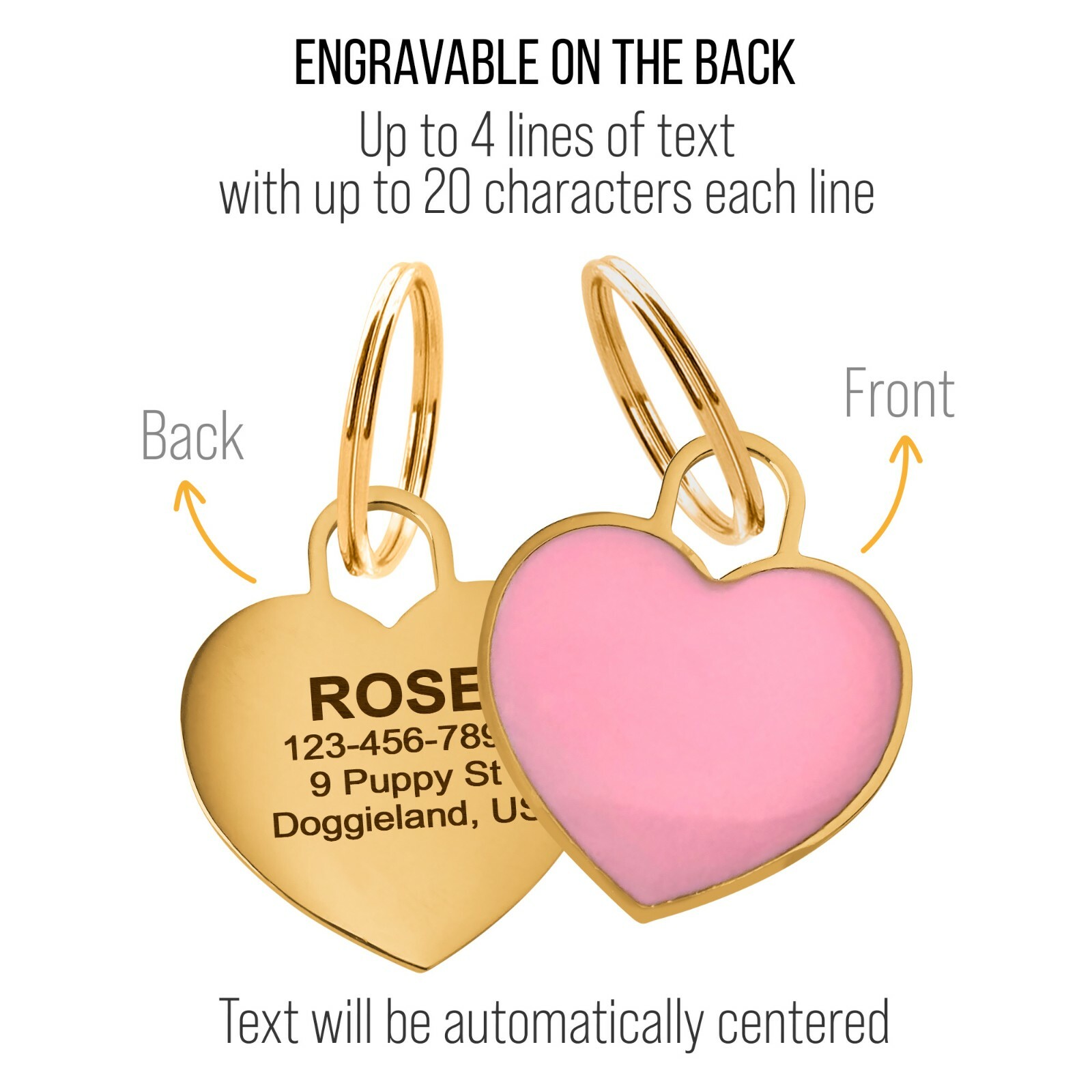 Custom Heart Cute Pet Tag Puppies Personalized Tag for collar Engraved Dog ID
