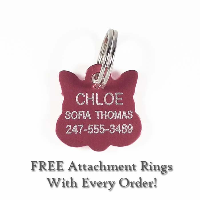 Cat Pet ID Name Tags Custom Engraved Identification Tag w/ up to 5 Lines of Info