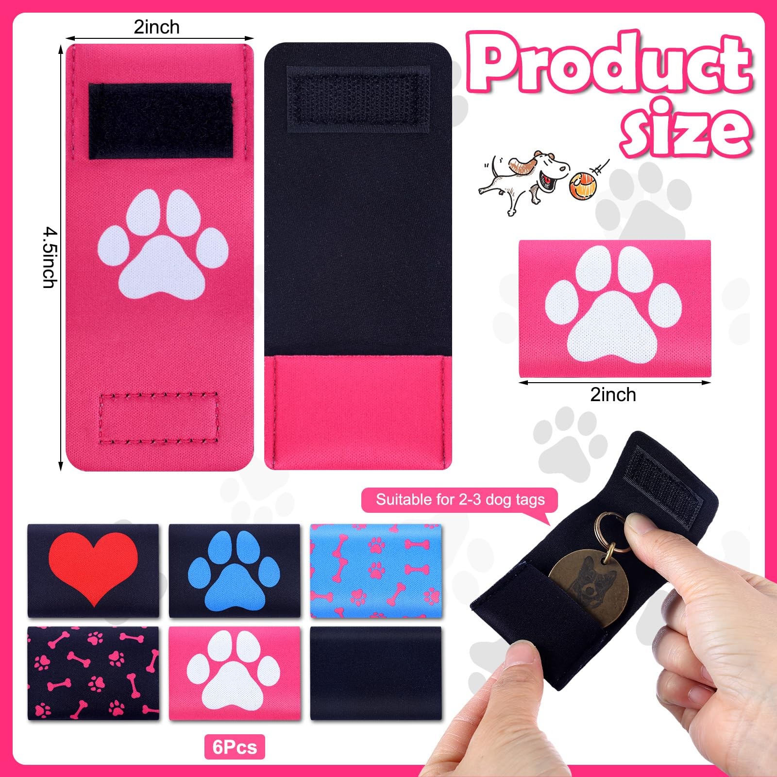 6 Pcs Dog Tag Silencer Dog Tag Cover Portable Pet ID Soundless Silencer Bag Q…