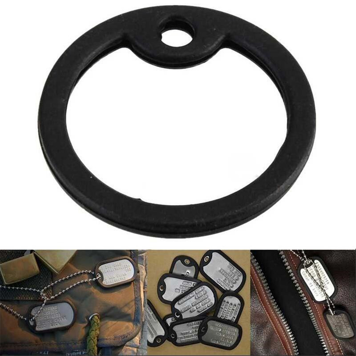 5Pcs Rubber Military Dog Pet Tag Noise Silencer Bumper Fastener Ring Black