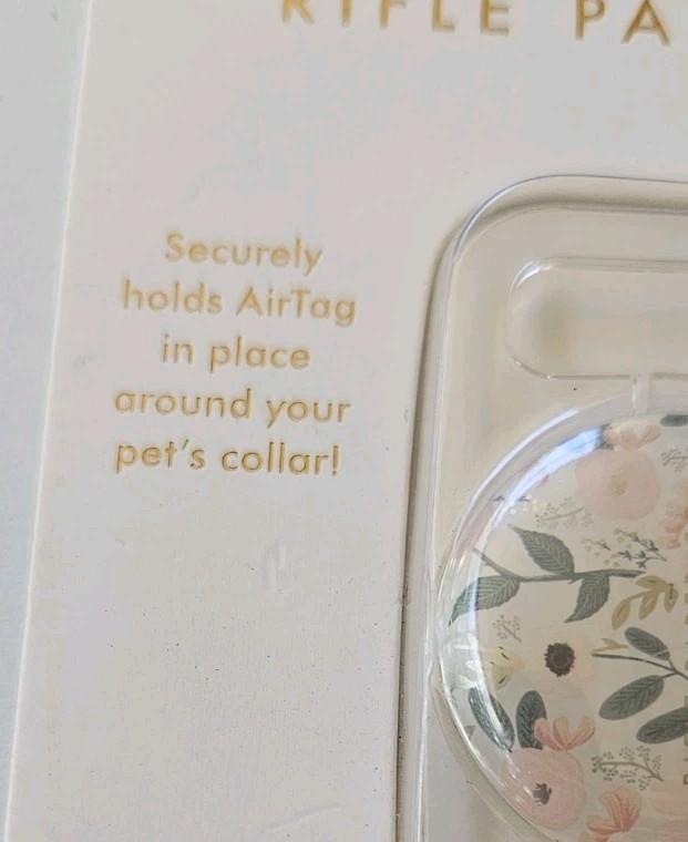 Rifle Paper Co Pet Tag For AirTag Floral White Pink New