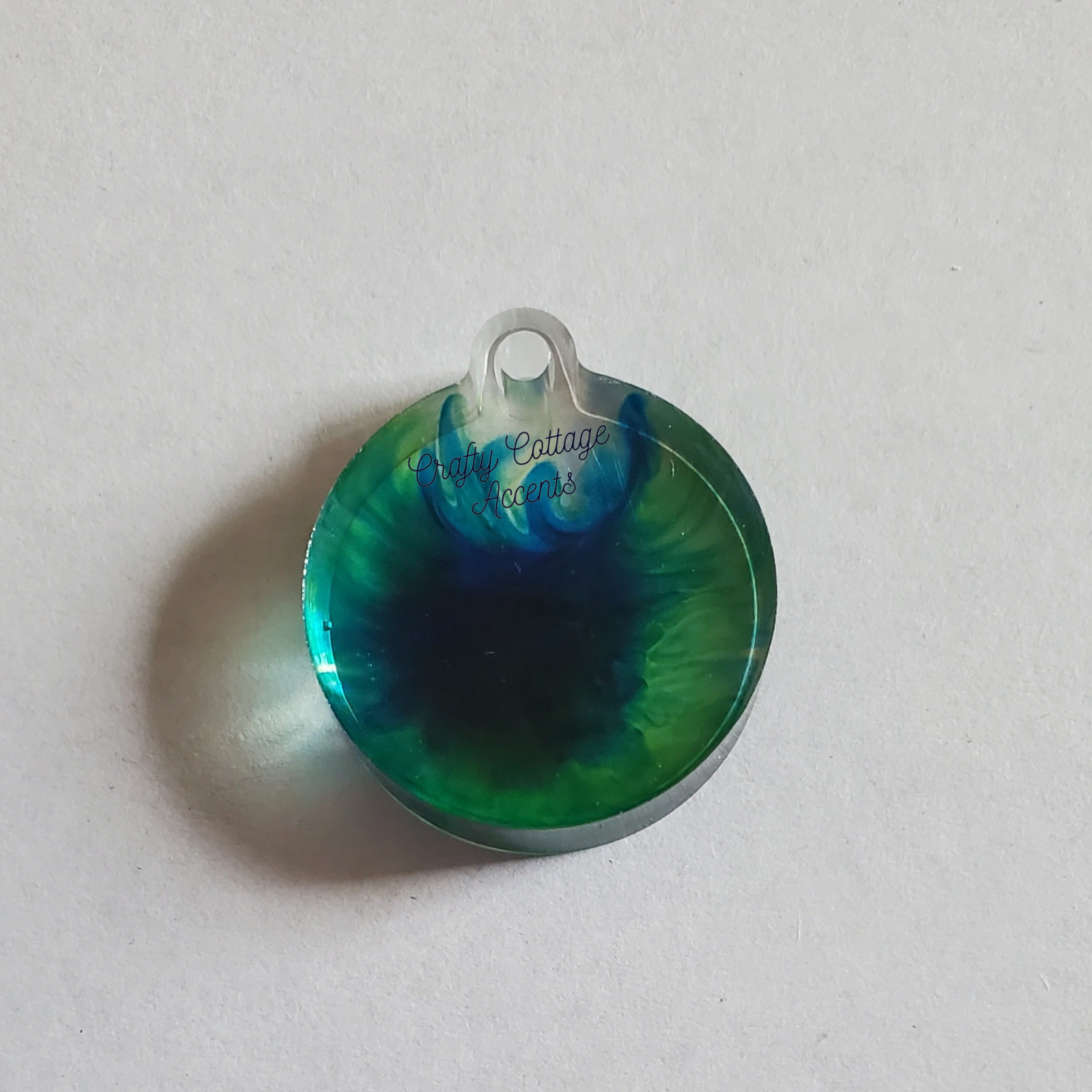 Resin Pet Tag Collar Charm Blue Green Circle Cat Dog Keychain Backpack Accessory