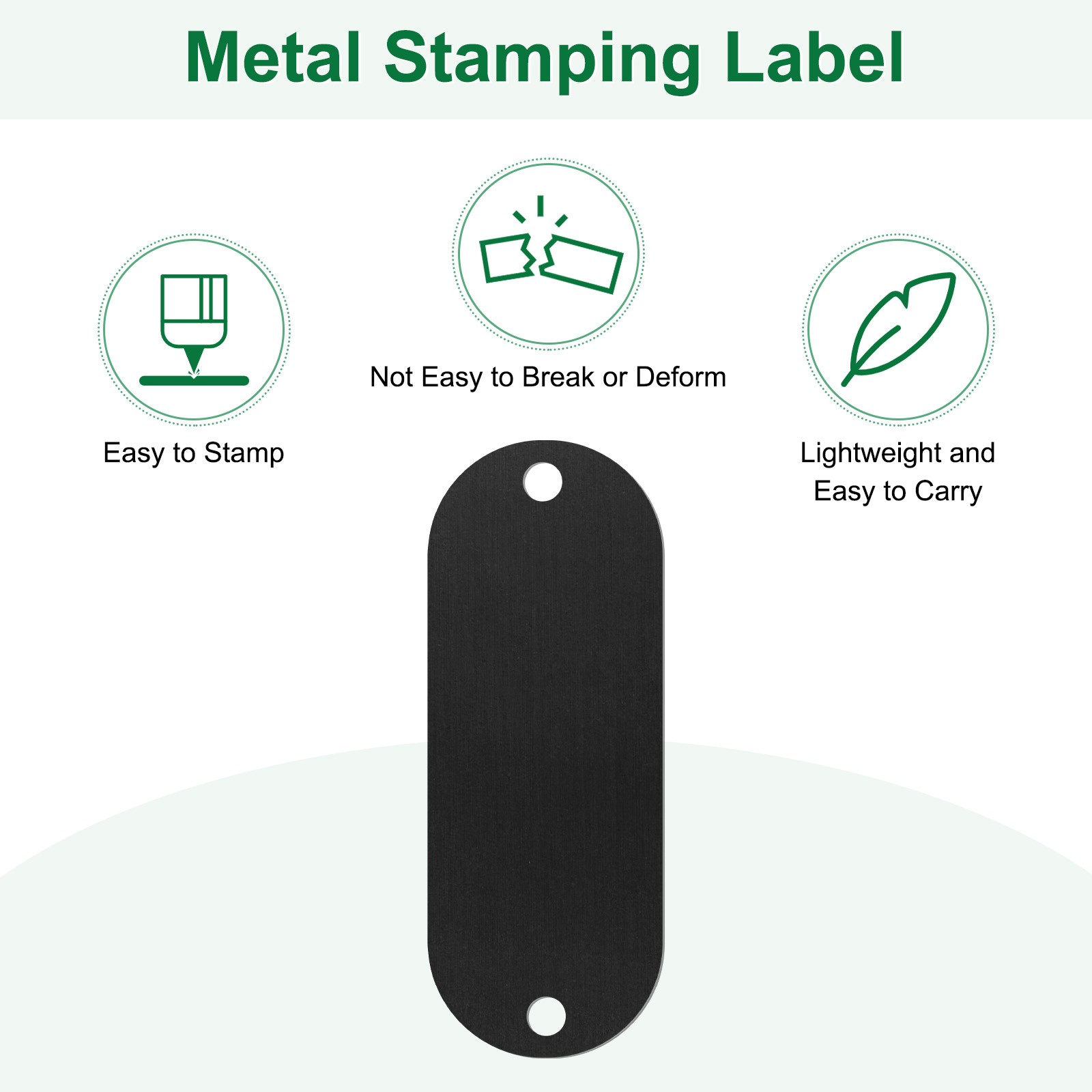 15-Pack 2″ x 0.75″ x 0.04″( L x W x T ) Blank Dog Tags [Black, 2 Holes]