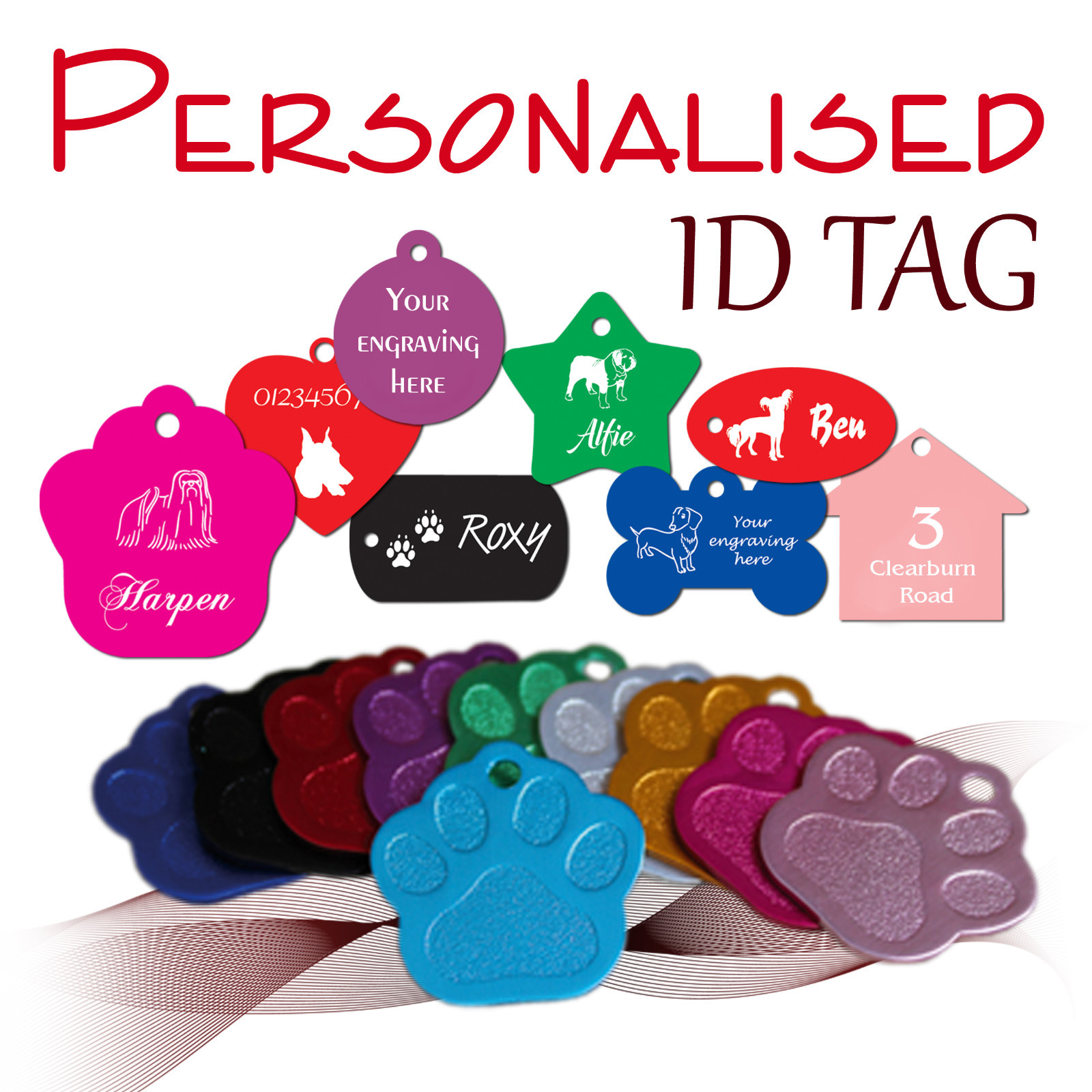 Personalised engraved ID TAG * pet * dog * cat * identity tags * CHAIN
