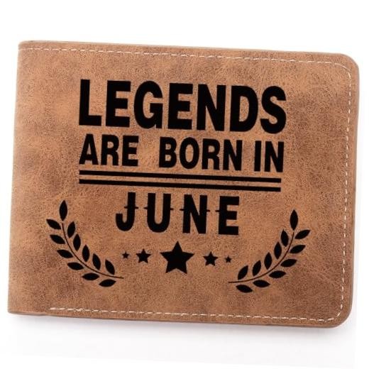 Funny Birthday Gifts,Leather Wallet for Men,Engraved Personalized Leather JUNE