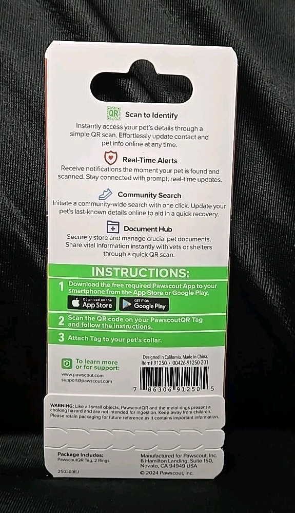 NEW Pawscout QR The Smart Pet Tag Finder for Dogs/Cats Connects To Your Phone