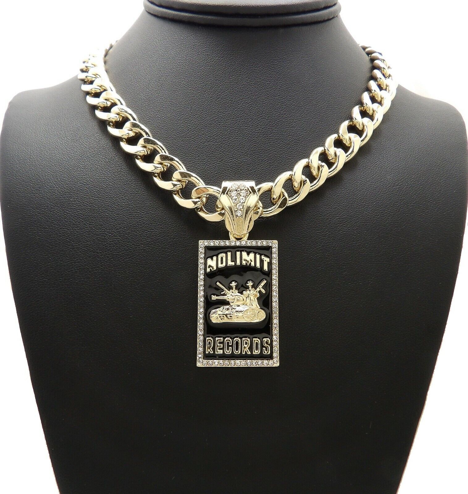 No Limit Records Charm Cuban Dog Cat Pet Puppy Gold Plated Collar Chain Necklace
