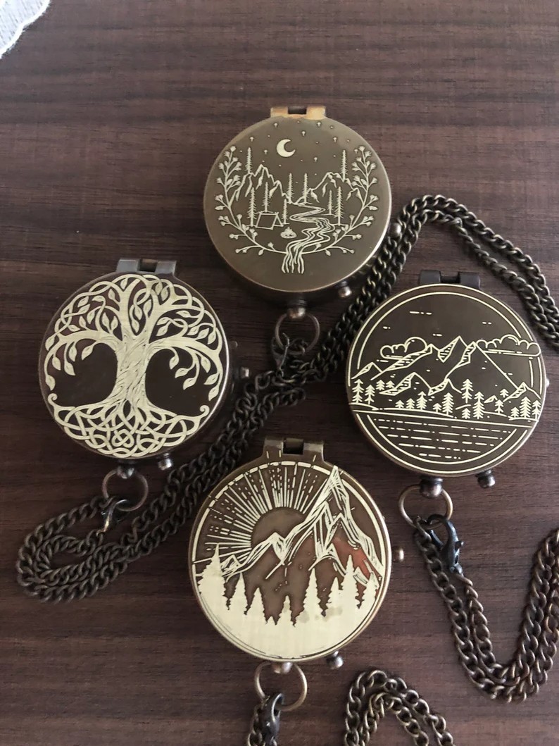 Personalized Engraved Compass Gift: Custom Working Vintage Antique Brass Pocket