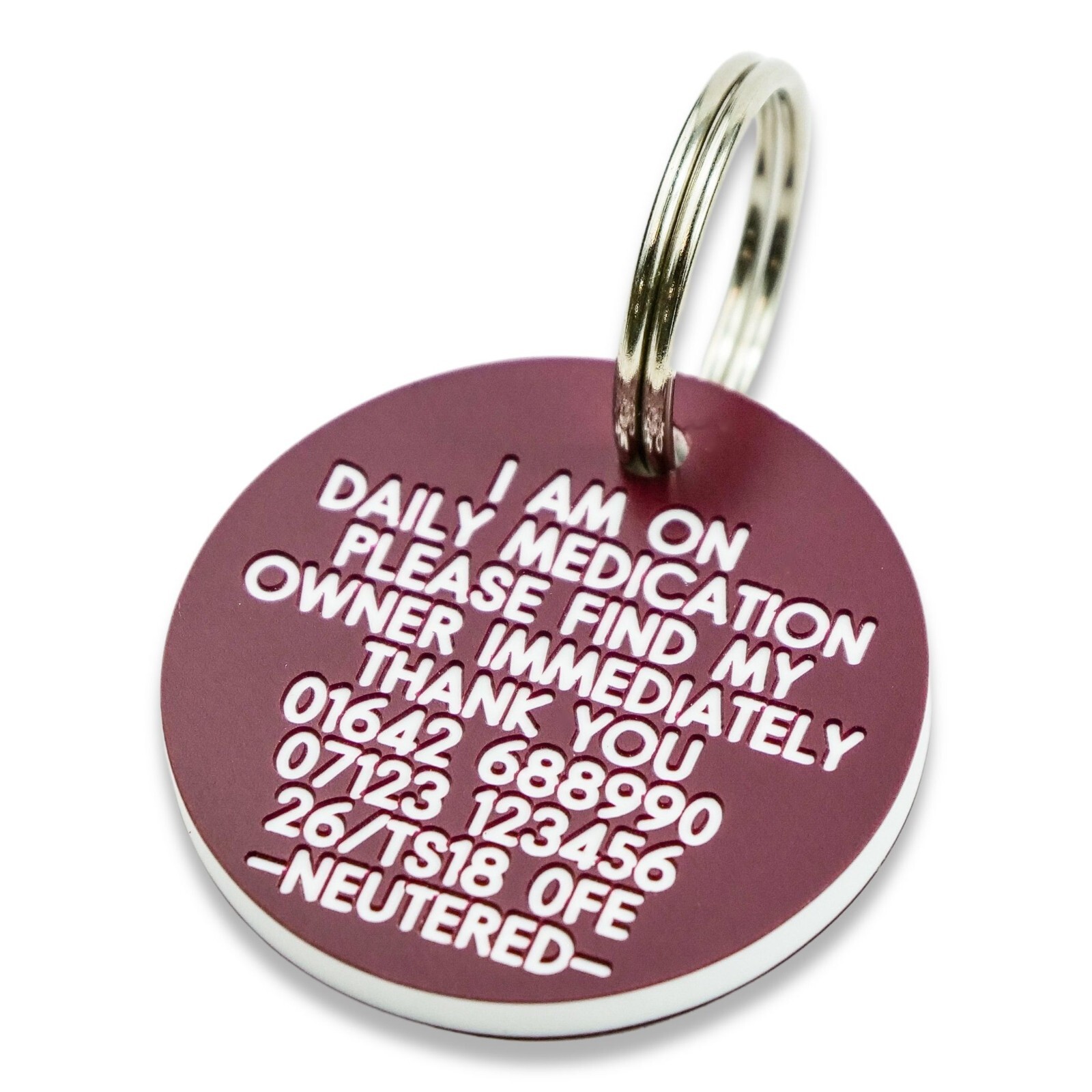 Pet Dog Cat ID Collar Tags – Deeply engraved FREE, 33mm Plastic Disc. 7 COLOURS