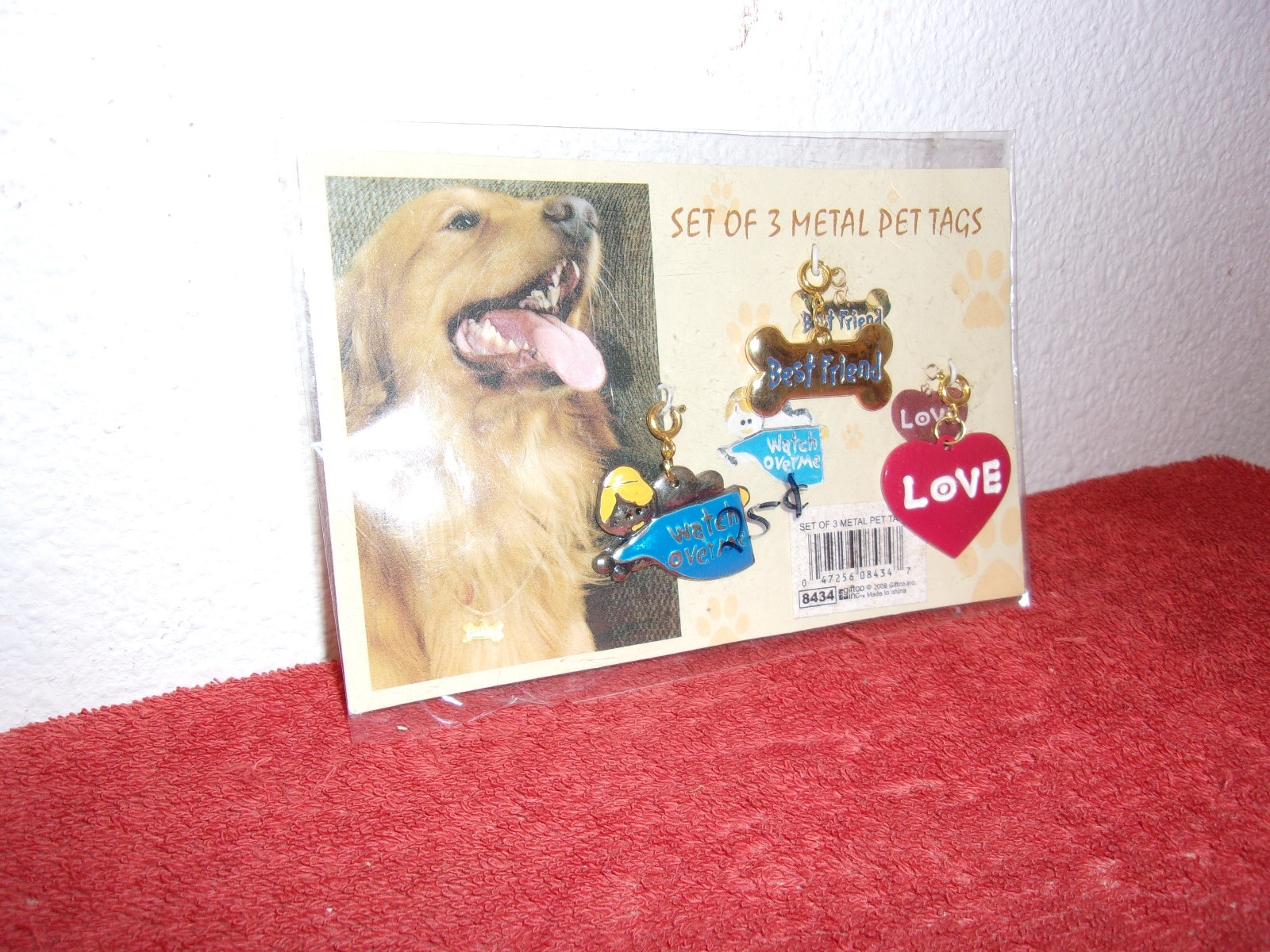 BRAND SET OF 3 GIFTCO METAL PET TAGS WATCH OVER ME, BEST FRIEND & LOVE