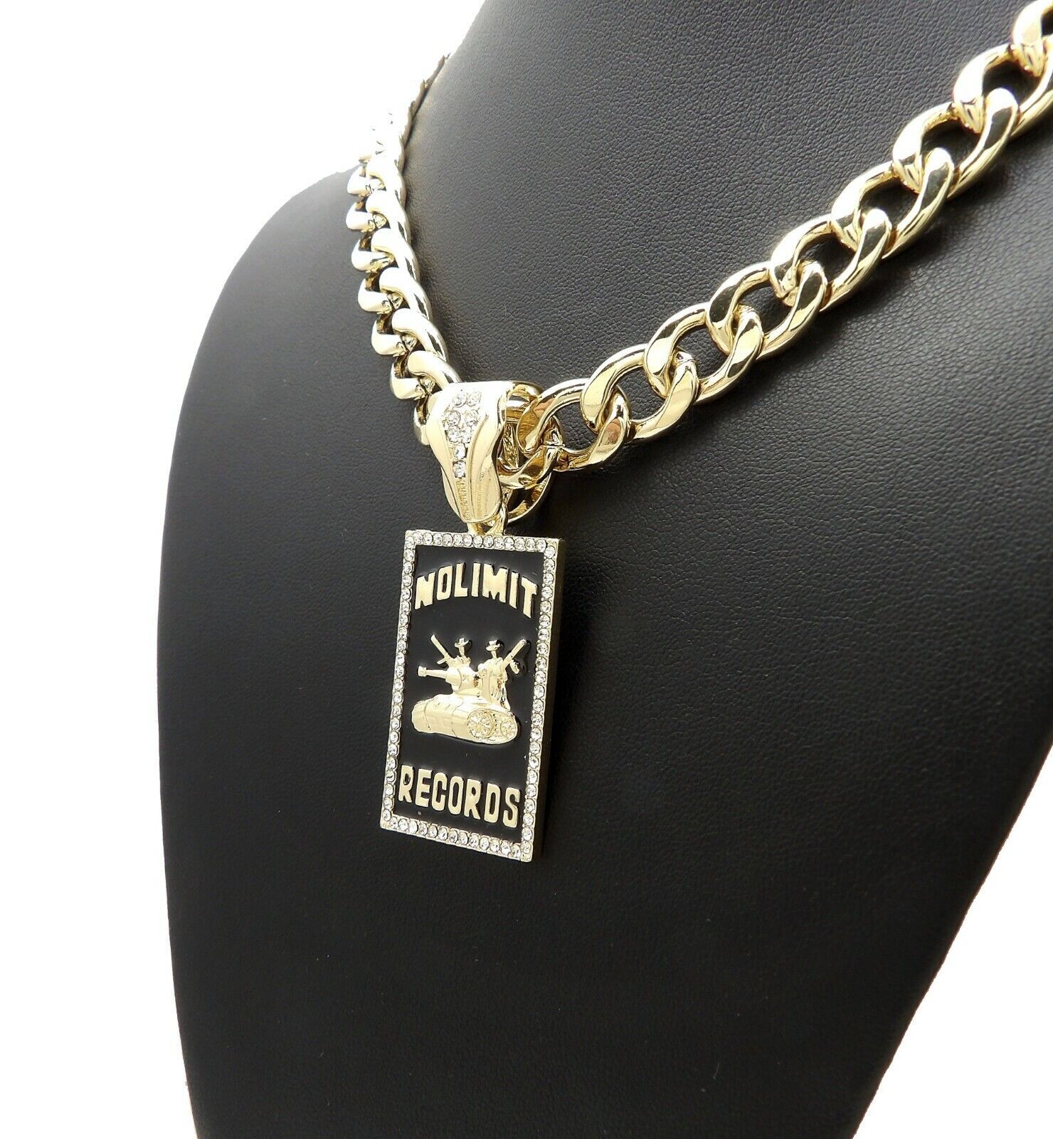 No Limit Records Charm Cuban Dog Cat Pet Puppy Gold Plated Collar Chain Necklace