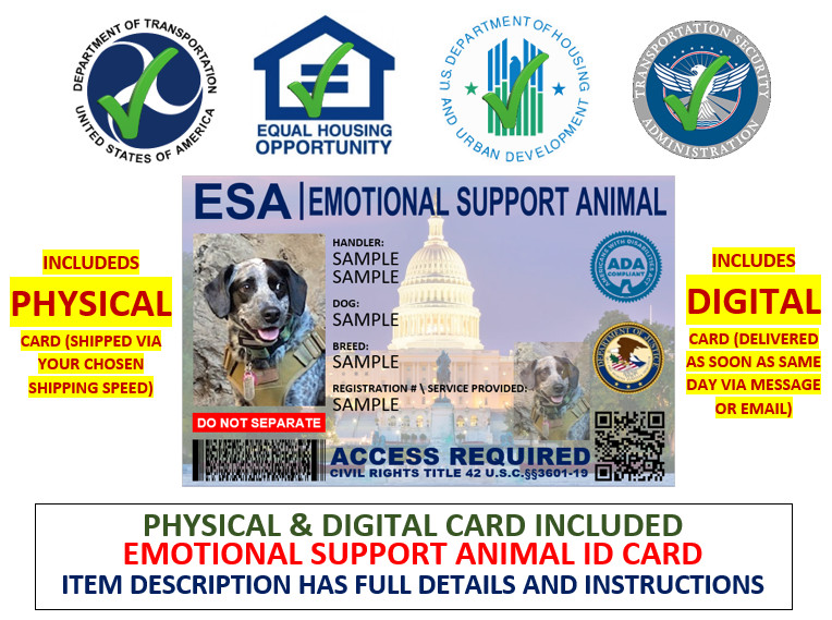 HOLOGRAPHIC EMOTIONAL SUPPORT ANIMAL ID ESA CUSTOMIZABLE PHYSICAL & DIGITAL
