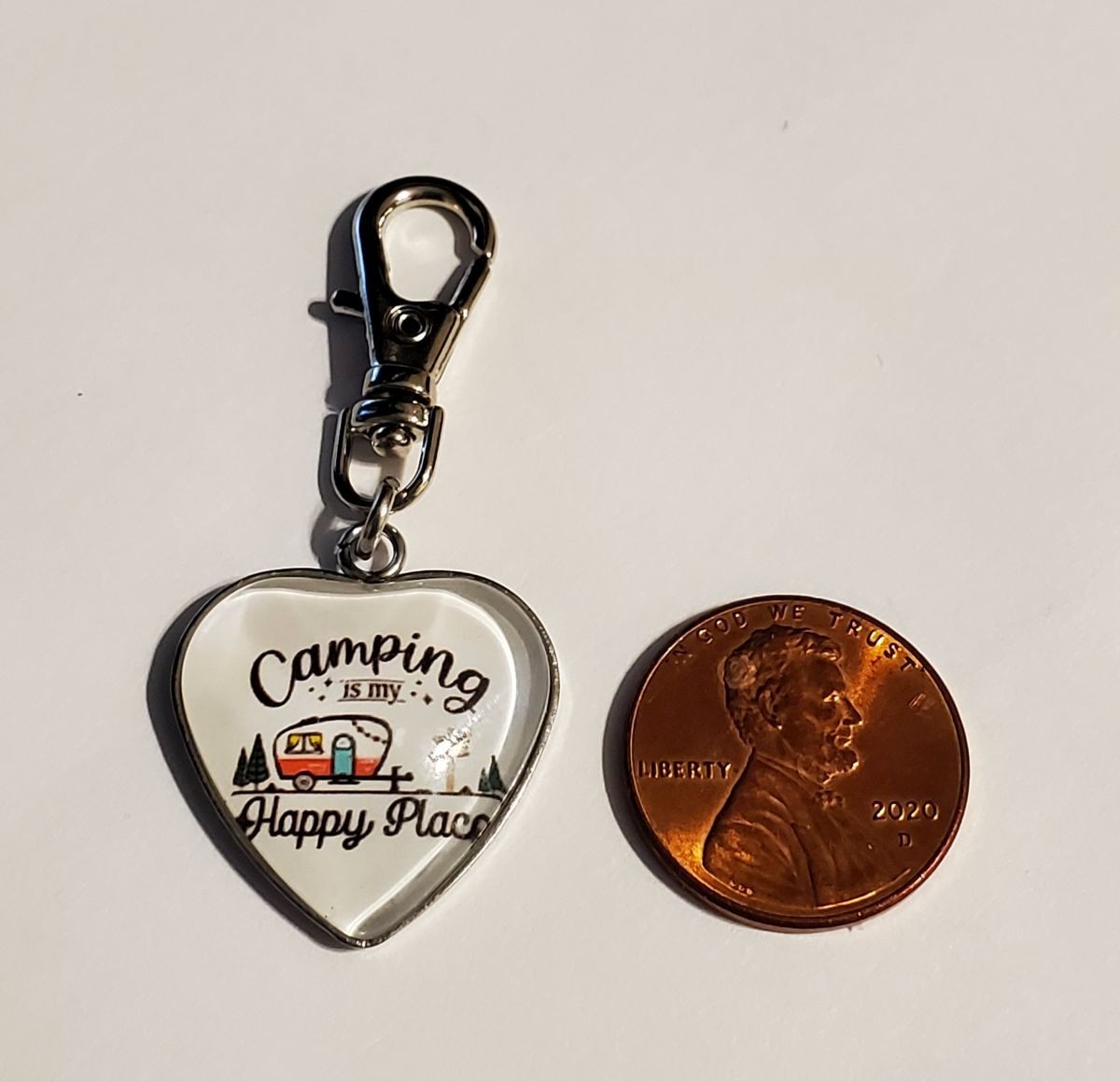 HAPPY CAMPER CAMPING CHARM ZIPPER PULL BAG PURSE WALLET BACKPACK DOG CAT COLLAR