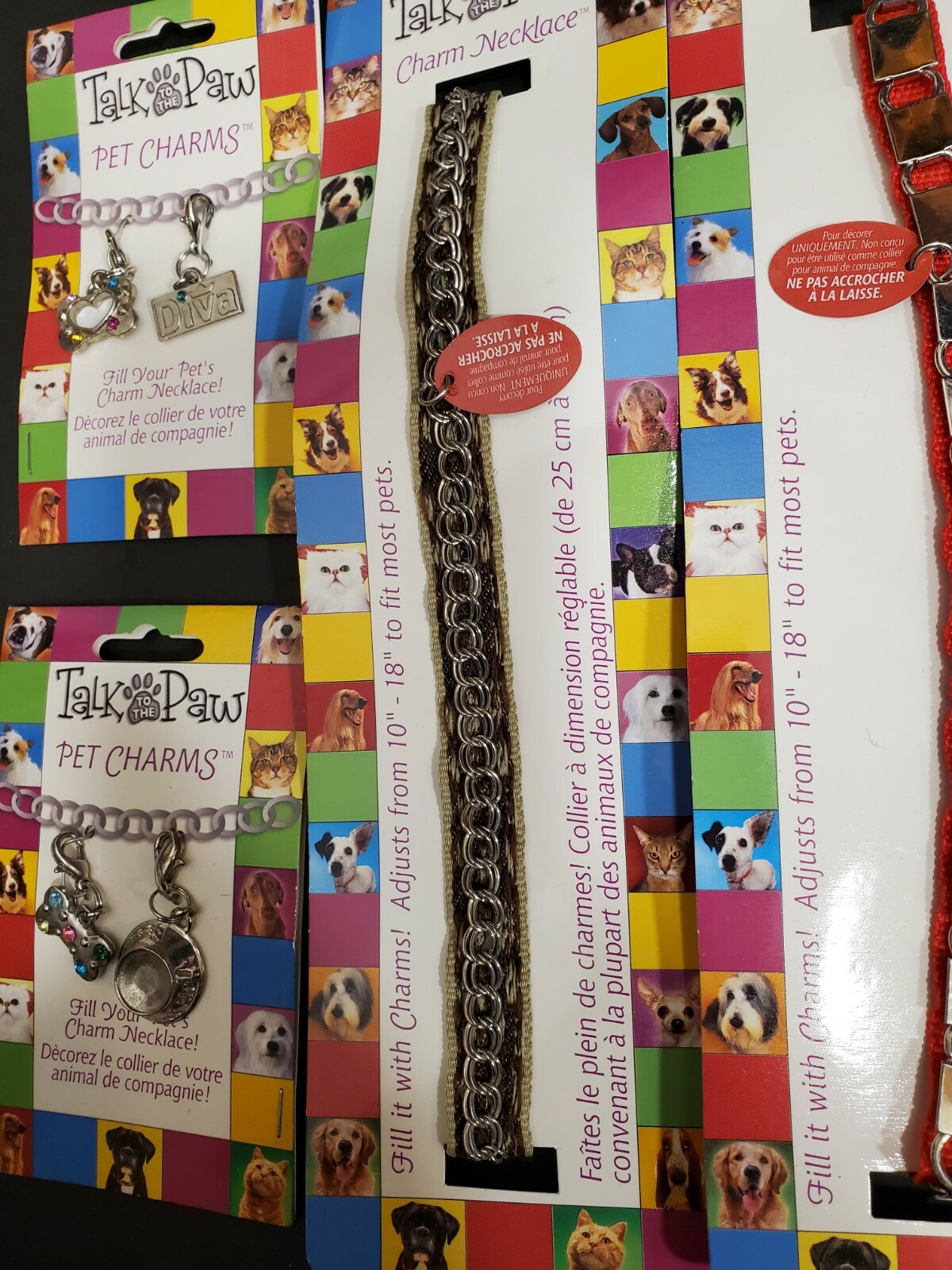 Talk to the Paw Dog 3 Charm Necklaces & 6 Pet Charms 10 – 18 inches