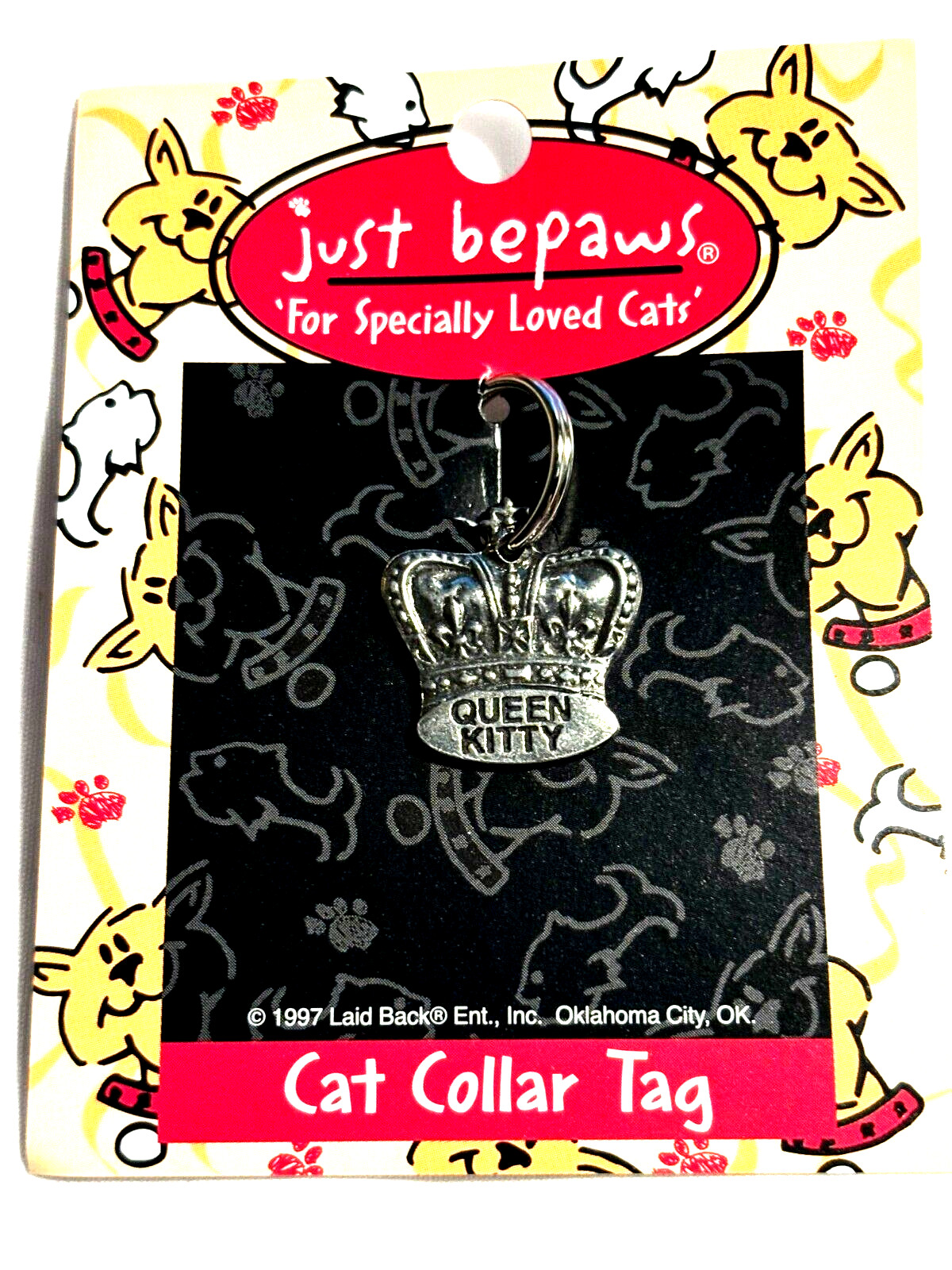 Just Bepaws QUEEN KITTY Cat Collar Tag Crown Charm 1997 Cute Gift for Loved Cats