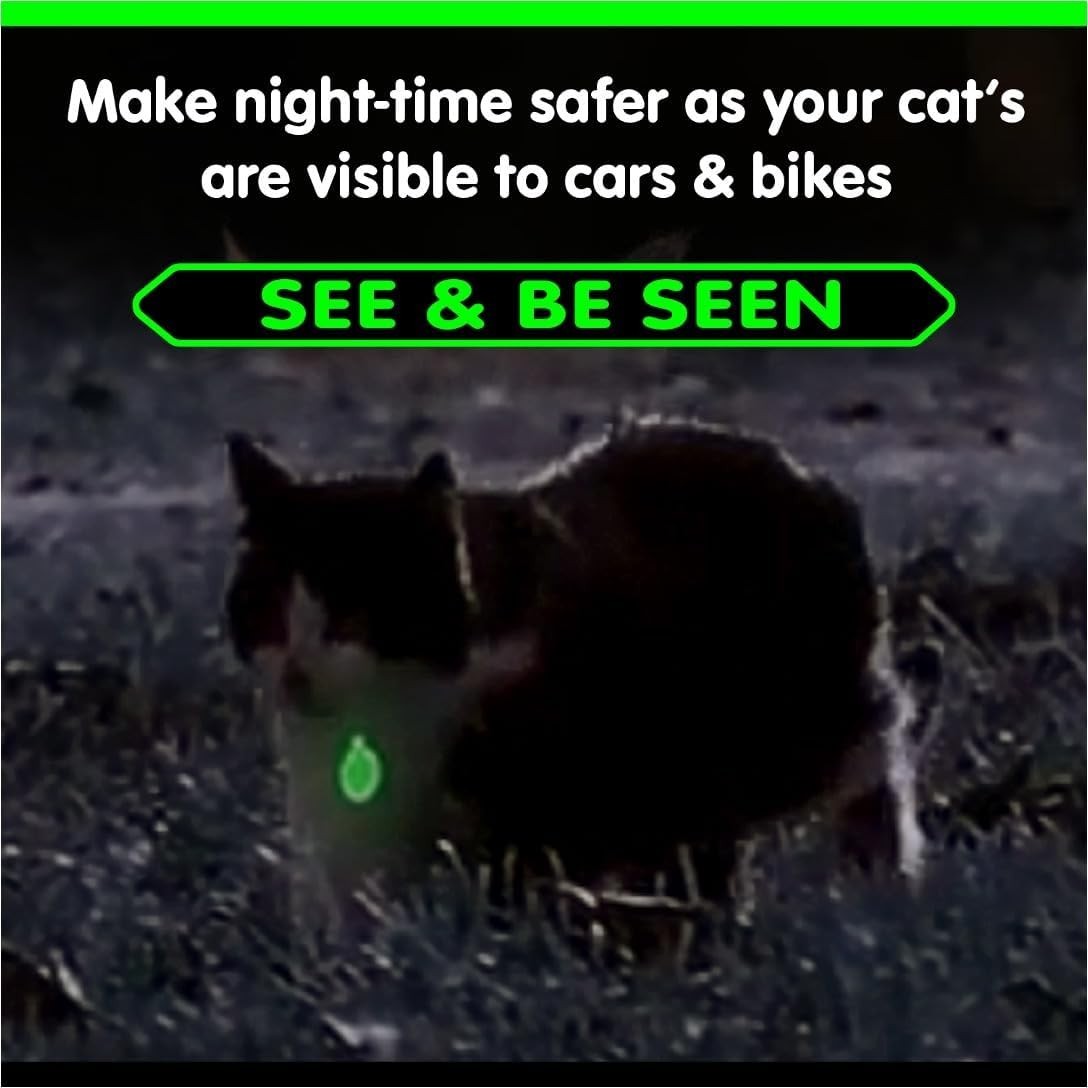 Glow in Dark Cat Collar Tags Safety Pet ID Tags 12hr Night Glow