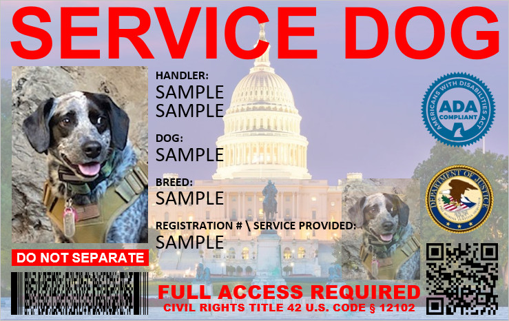 HOLOGRAPHIC ADA SERVICE DOG ID CUSTOMIZABLE SINGLE SIDE ONLY