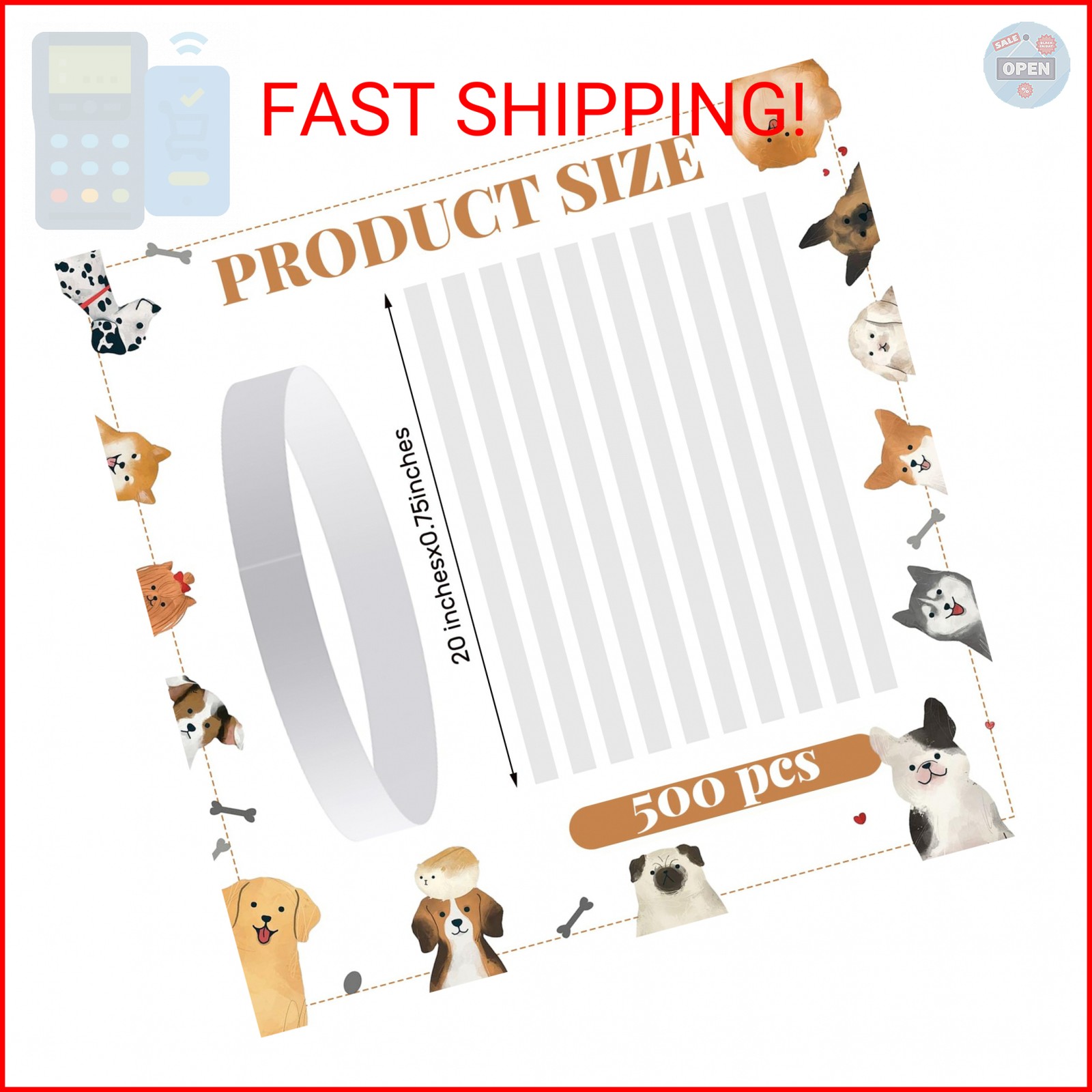 Clysee 500 Count 20inch Adjustable Paper Dog Collars with Tear Resistant Waterpr