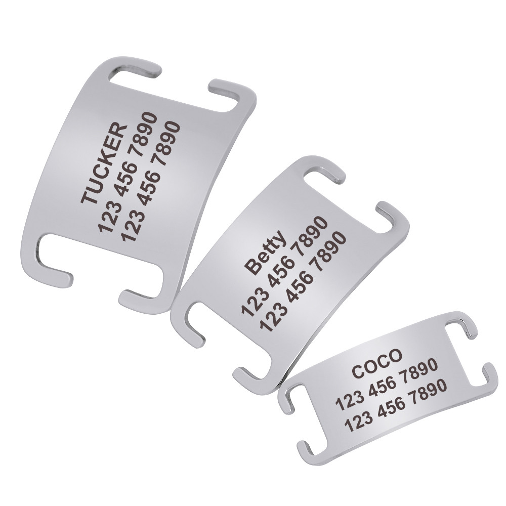 Stainless Steel Slide-on Dog Tags 3/4″ 5/8″ 3/8″ Width Personalised Collar Tags