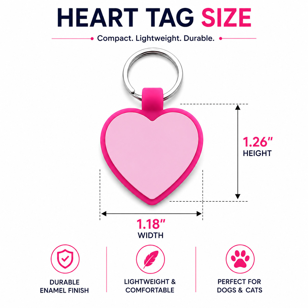 Personalized Heart Silicone Pet ID Tag Custom Engraved Dog Cat Name Tag
