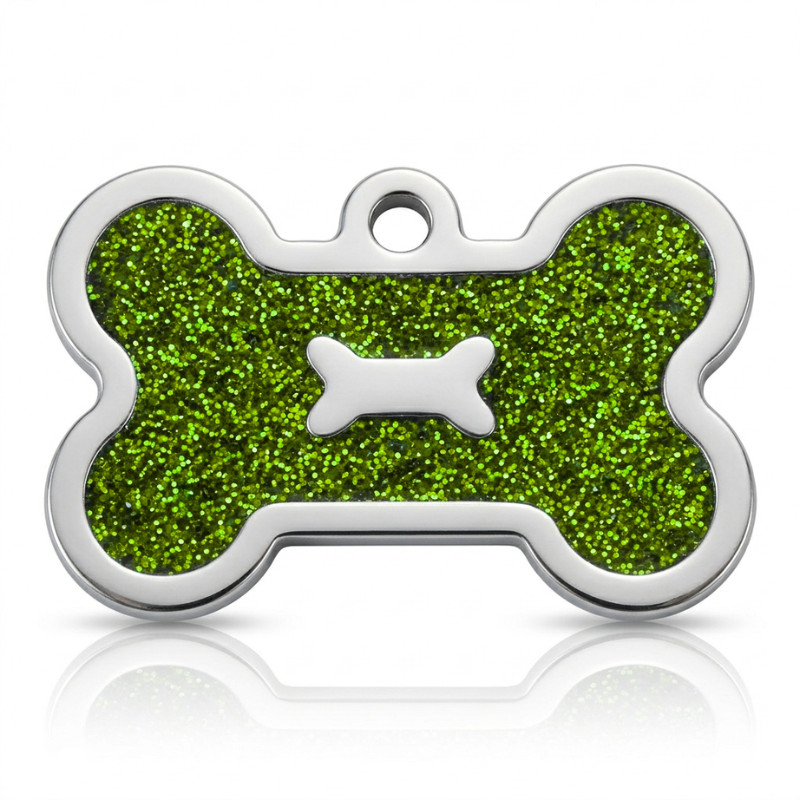 PET ID TAG CUSTOM ENGRAVED PERSONALIZED DOG CAT NAME TAGS Glitter Bone DOG TAG
