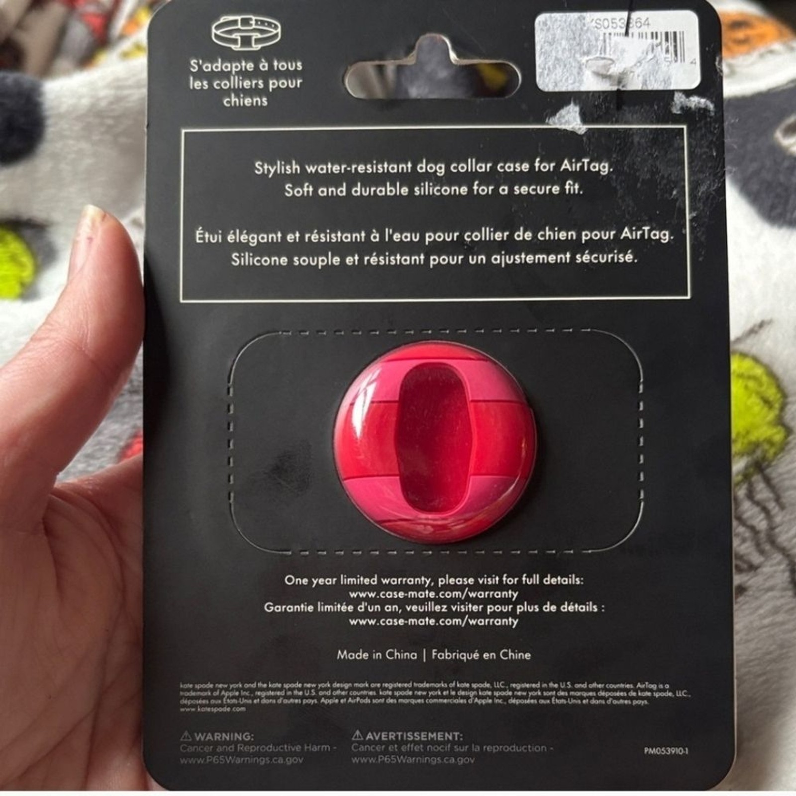 Kate Spade Vibrant Red Dog Collar AirTag Holder NIP