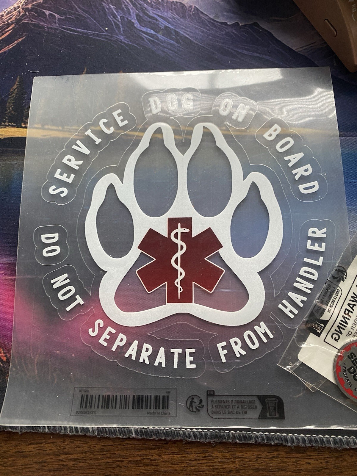 “Service Dog On Board” Vehicle Bundle – 2 Jumbo Decals, Dog Tag & Key Chain