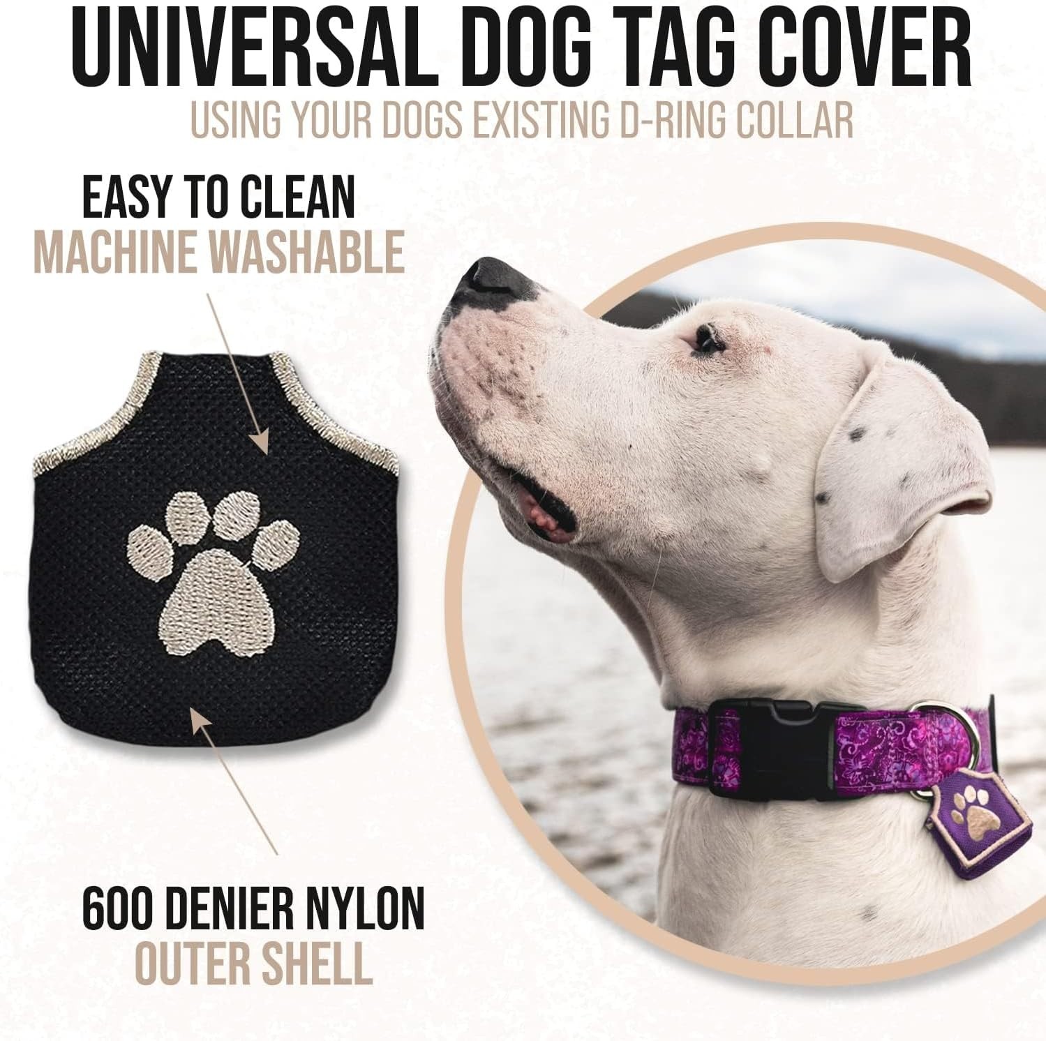 Dog Tag Silencer, Black Pawprint – Quiet Noisy Pet Tags – Fits Up to Four Pet…