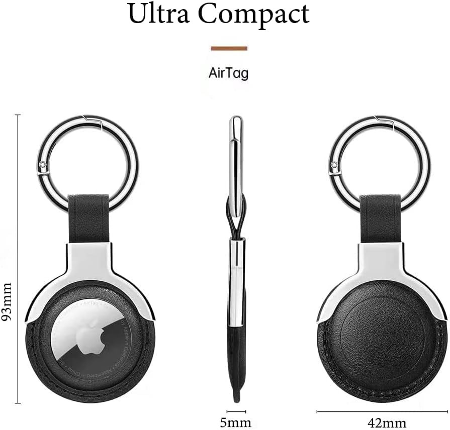 Compatible with AirTag Case Airtag Keyring Leather Protective Case Green