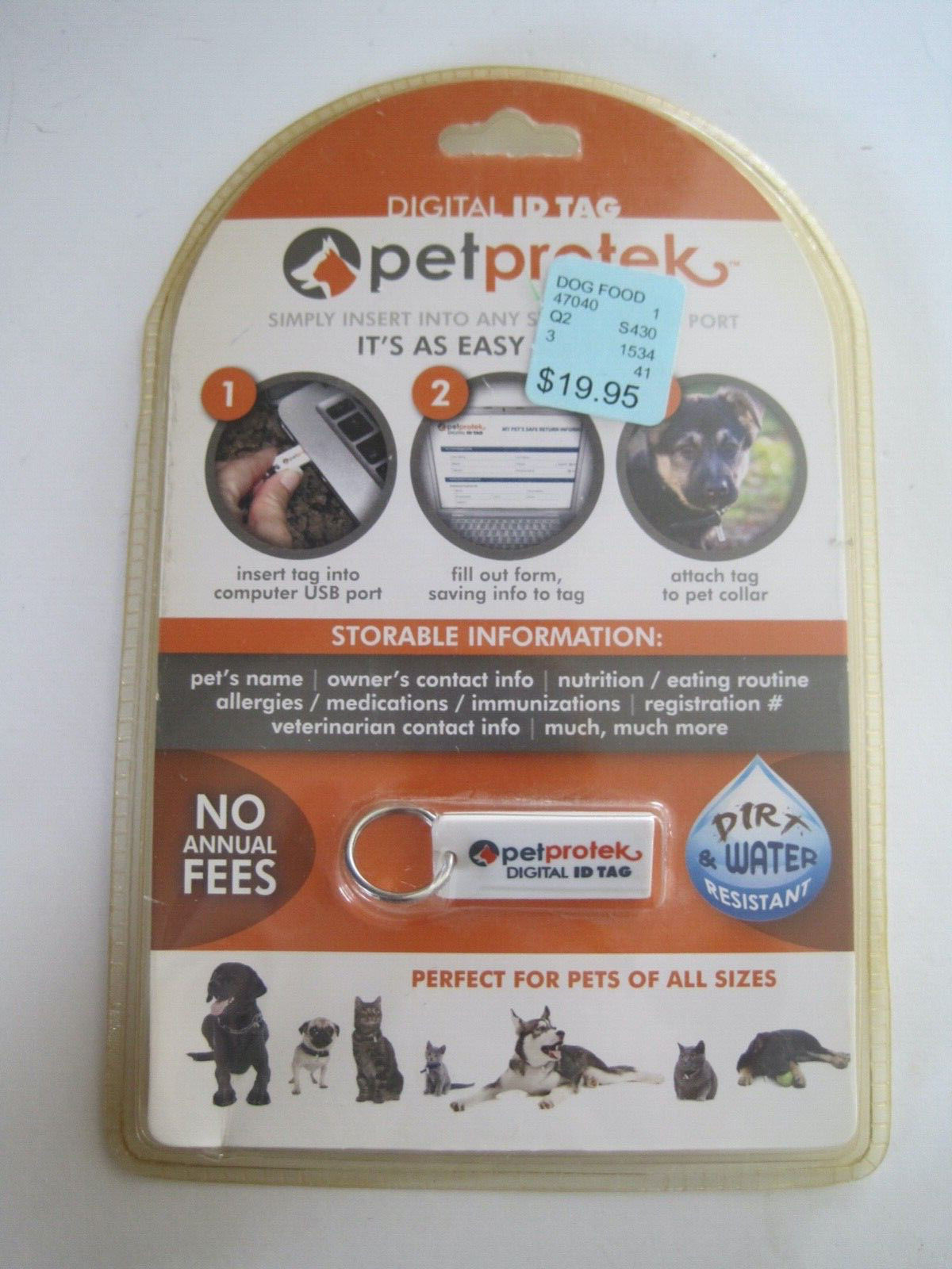 Pet Protek Digital ID Tag Water Siri and Water Resistant. No Annual Fees New