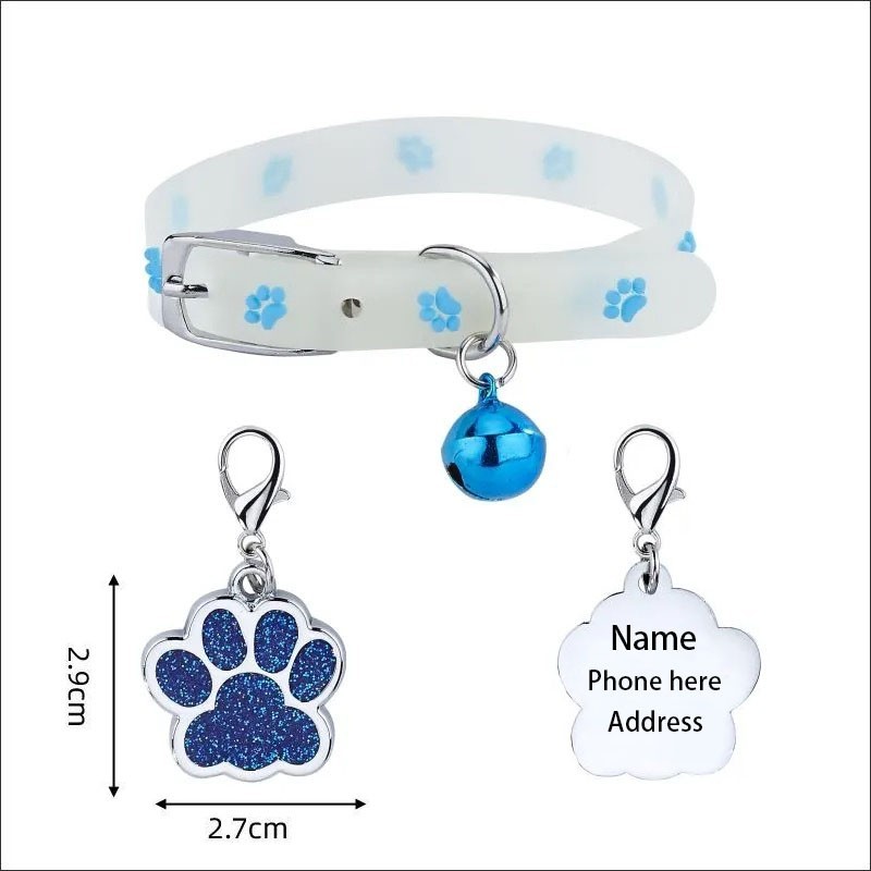 Engraving name Cat Pet ID Tags with Luminous Adjustable Collar Night Safety