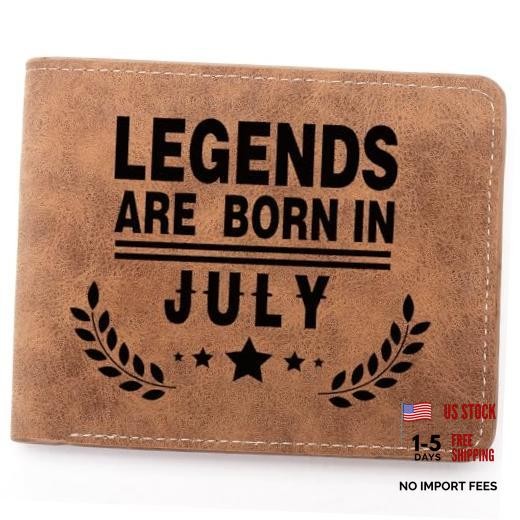 Funny Birthday Gifts,Leather Wallet for Men,Engraved Personalized Leather JULY