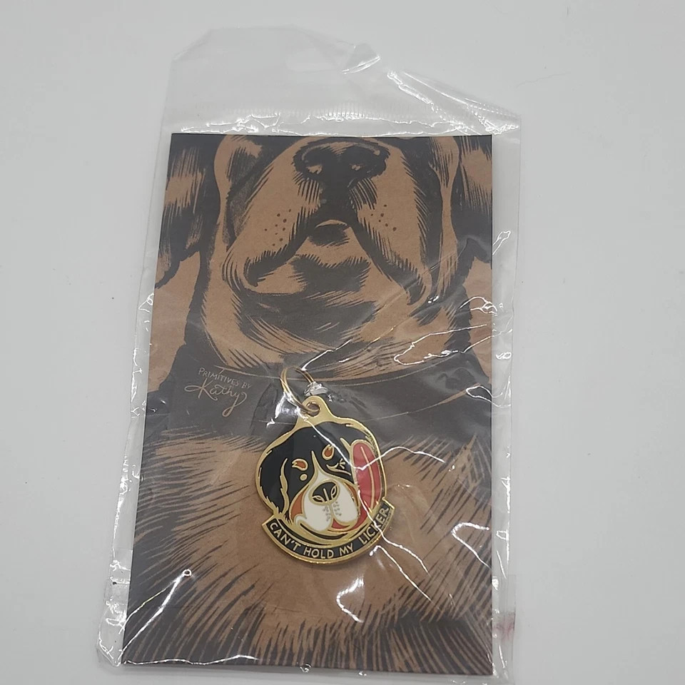 ST BERNARD DOG PET CHARM METAL ENAMEL TAG CAN’T HOLD MY LICKER LIQUOR