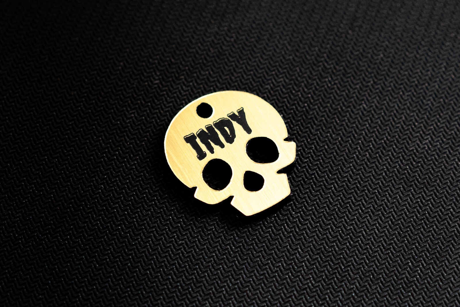 Gold Skull Personalized Dog Cat Pet ID Skull Charm Keychain Collar Human Tag