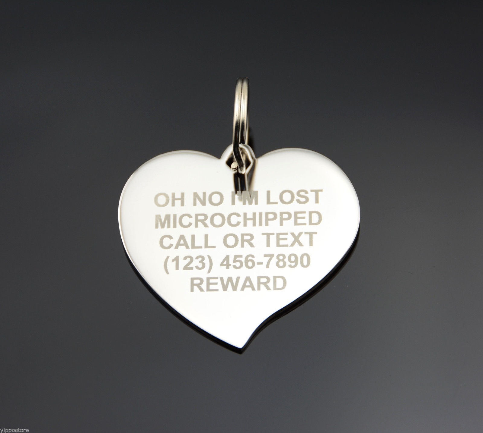 Custom Engraved Personalized Stainless Steel Teardrop Heart Dog Tag Pet ID Name