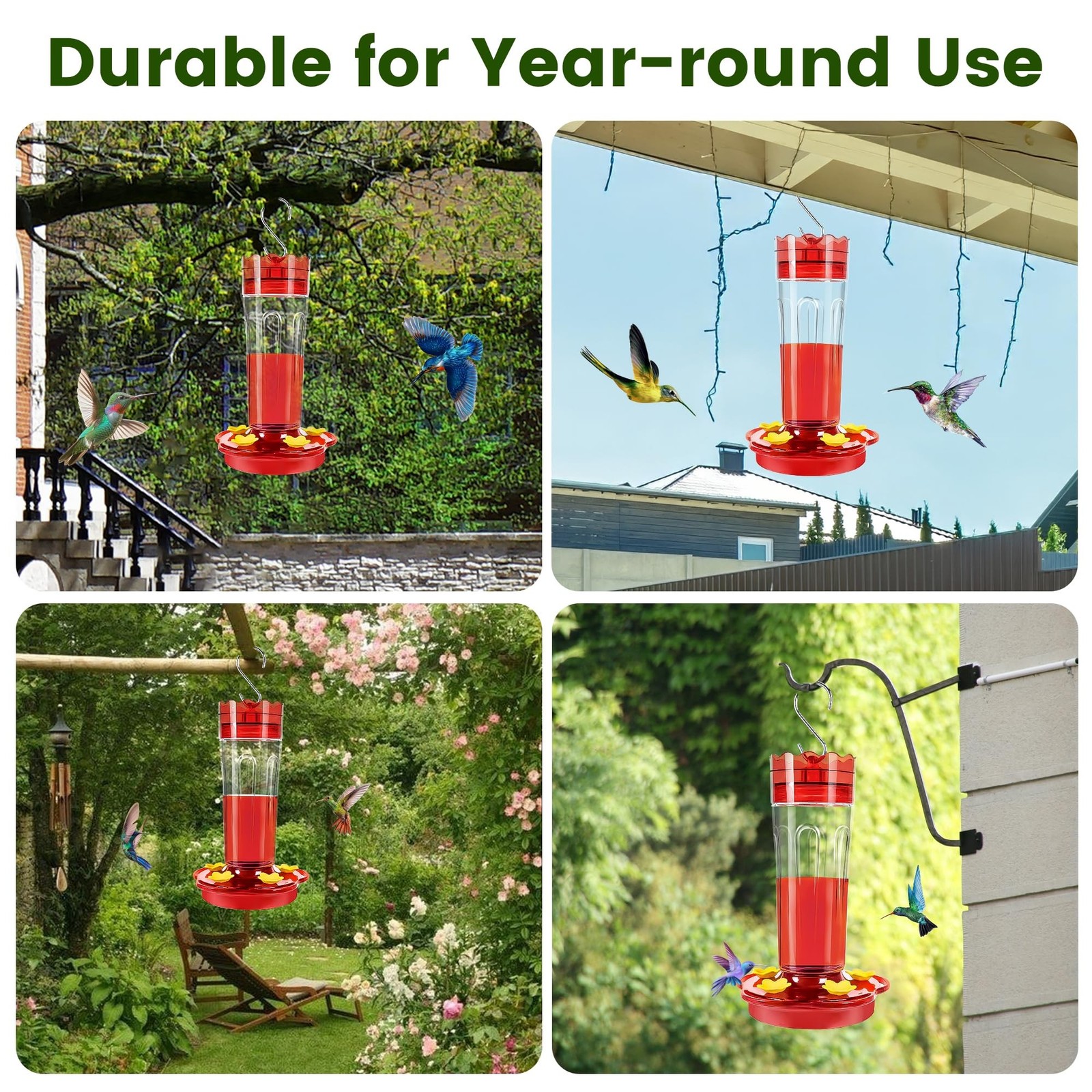 Plastic Hummingbird Feeders for Outdoors Hanging Ant and Bee Proof, 1 Pack 15…