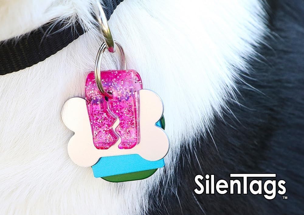 Pet Tag Silencer Clip It On, Jingle’s Gone! -Pink