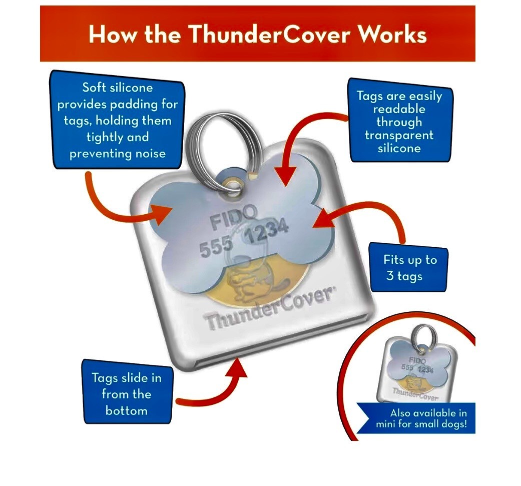 ThunderCover Dog Tag Silencer, Standard, Clear