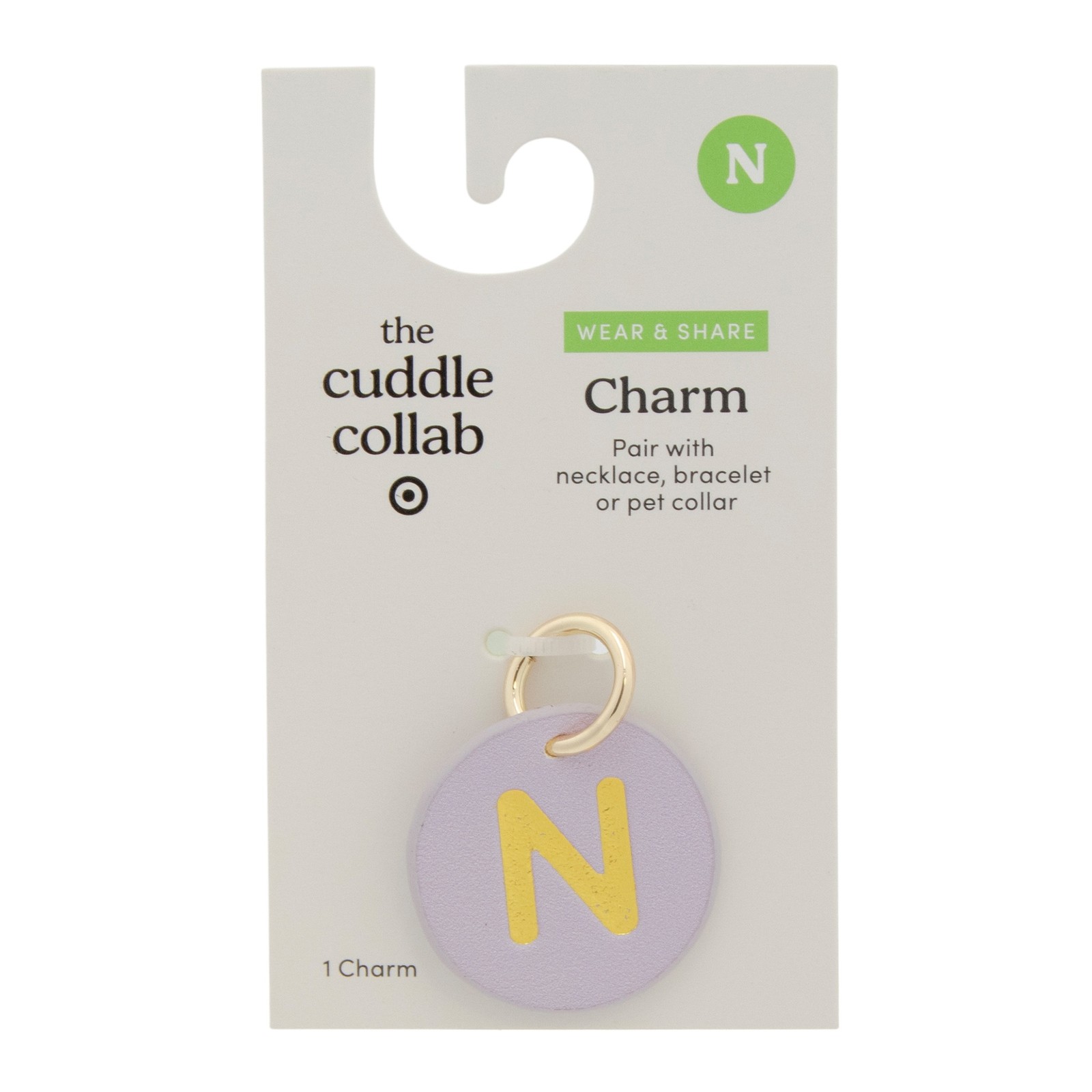 The Cuddle Collab Wear & Share Charm Faux Leather “N” Monogram in Purple