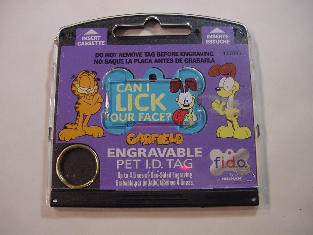 NEW – FIDO ENGRAVABLE PET I.D. TAG – GARFIELD CAN I LICK YOUR FACE