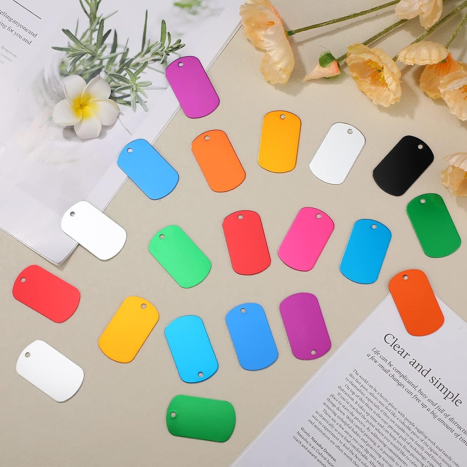 300 Aluminum Dog Tags, DIY Craft Pet Tags, Multicolor