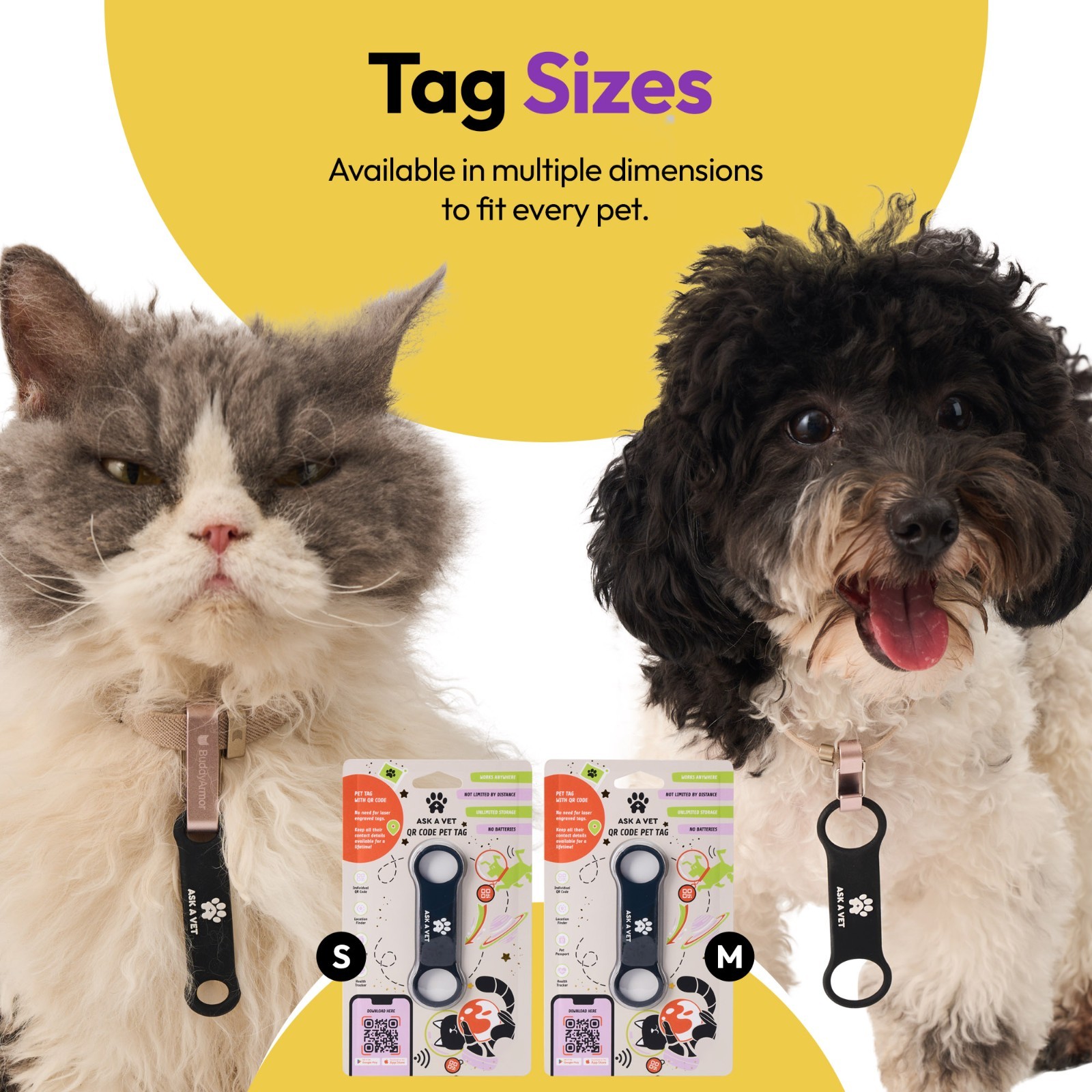 Ask A Vet Pet Slide on ID Tag QR NFC Waterproof Silicone Dog Cat