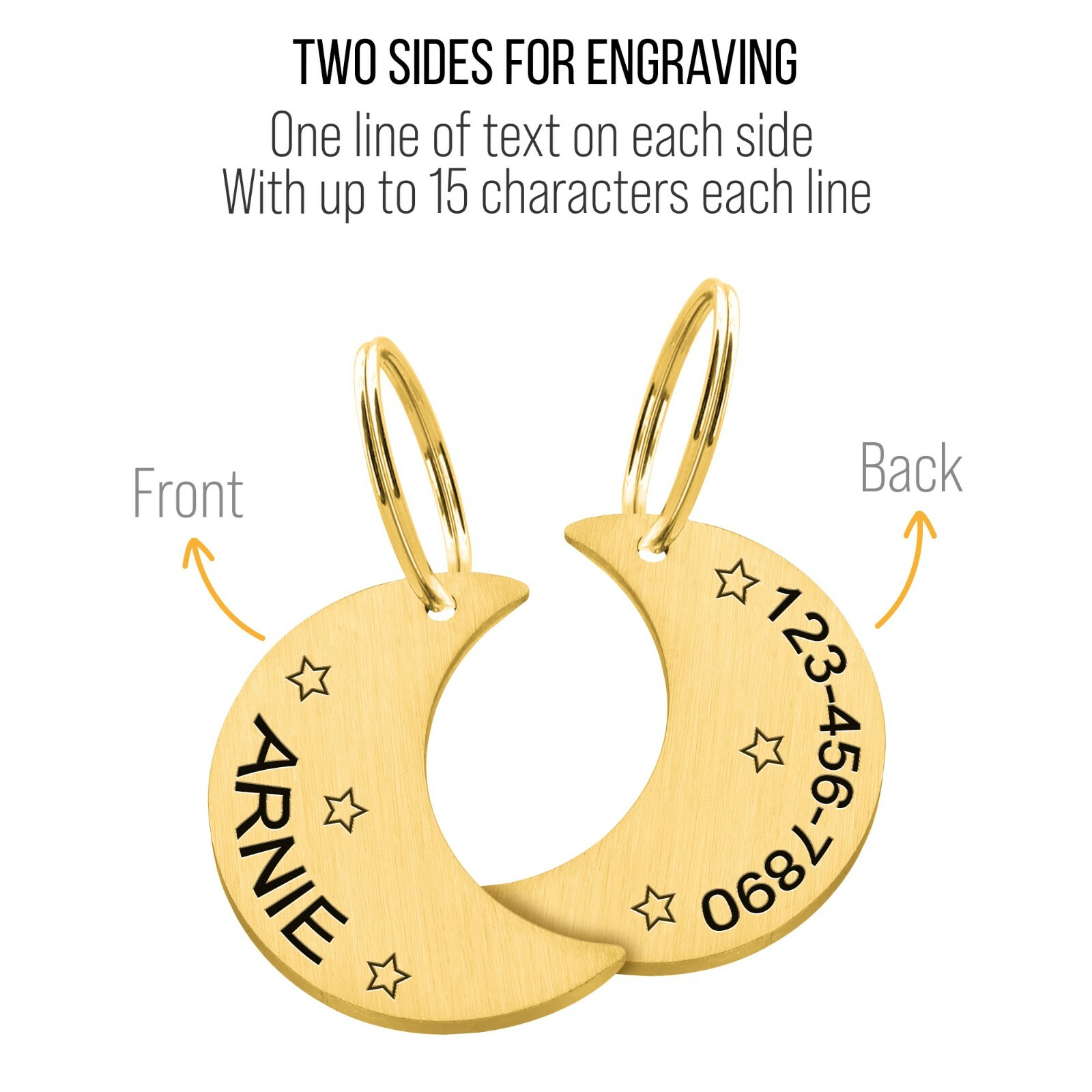 Custom Engraved Cute Dog Tag Moon Luna Pet Tags ID Personalized Double Sided Cat