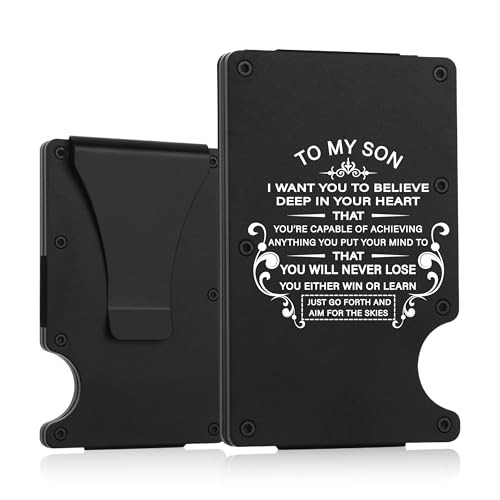To My Son Gifts,Minimalist Personalized Engraved Metal Wallet,Slim I Want You