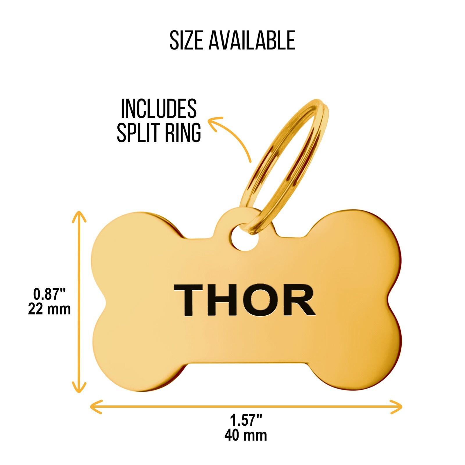 Custom Bone Shape Pet Tag ID Personalized Stainless Steel Cute Shiny Bling