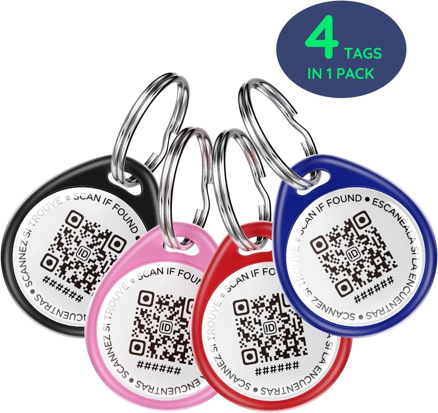 QR Code Pet Tags, Reunite Faster, 4-Pack