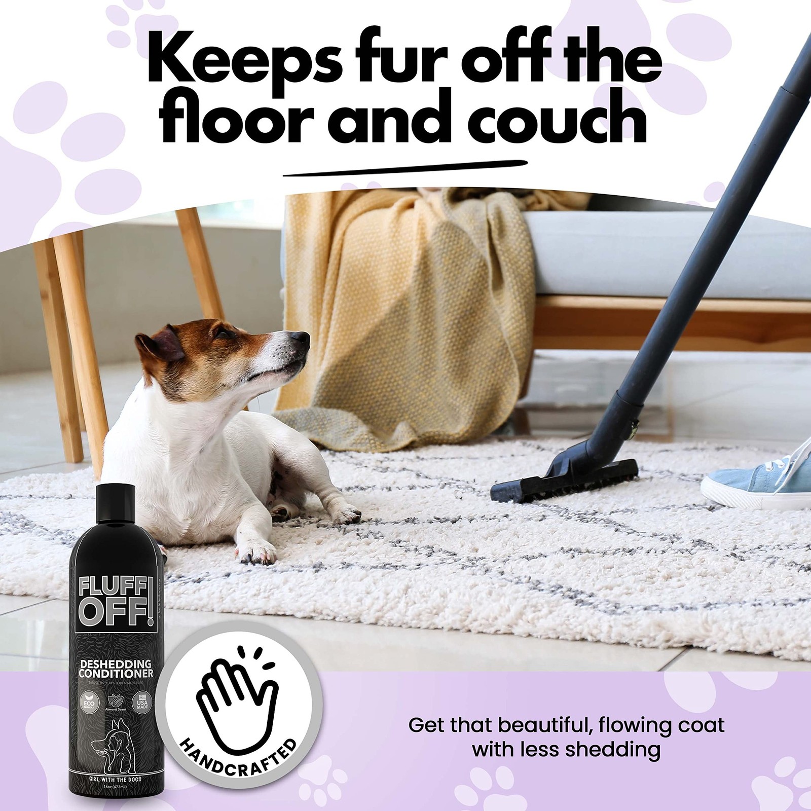 Fluff Off! by Girl With The Dogs, Natural Deshedding Dog & Cat Conditioner 16…