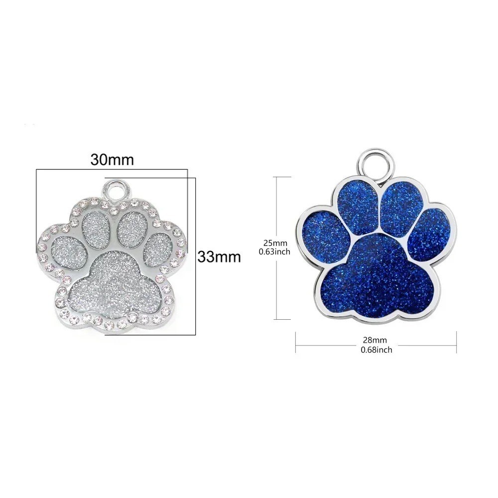 Personalized Pet ID Tag Engraved Dog Cat Name Collar Pendant Paw Shape Alloy Tag
