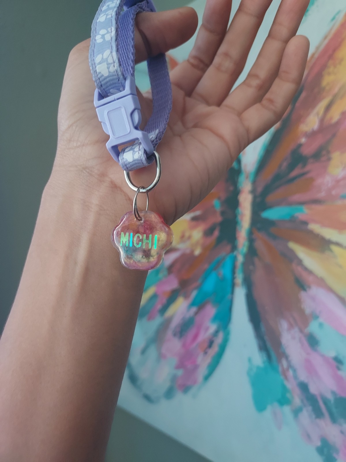 Collar personalizado para mascotas flores secas