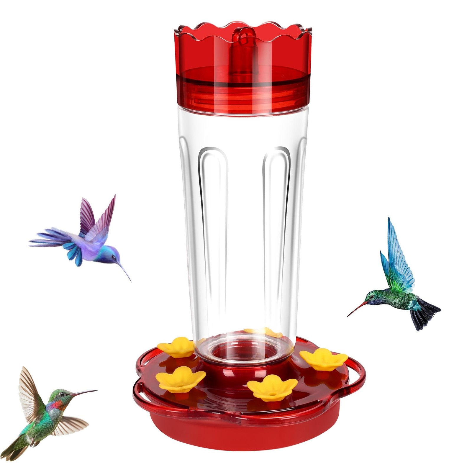 Plastic Hummingbird Feeders for Outdoors Hanging Ant and Bee Proof, 1 Pack 15…